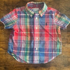 Ralph Lauren plaid short Sleeve button down dress shirt-boys Size 9M